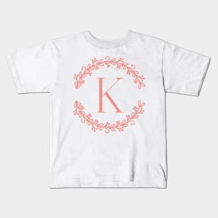 Pink Monogram- Letter K Kids T-Shirt